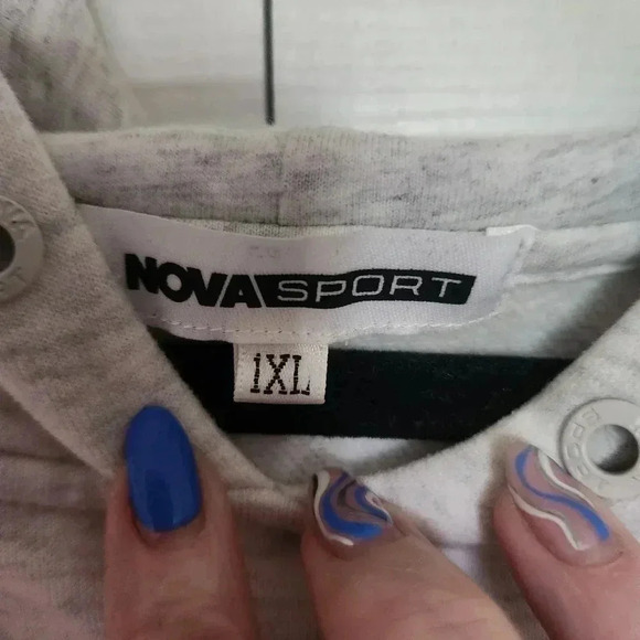 Women's Oversight Plus Size White and  Grey Heathered Hoodie - Size 1x - Picture 9 of 10